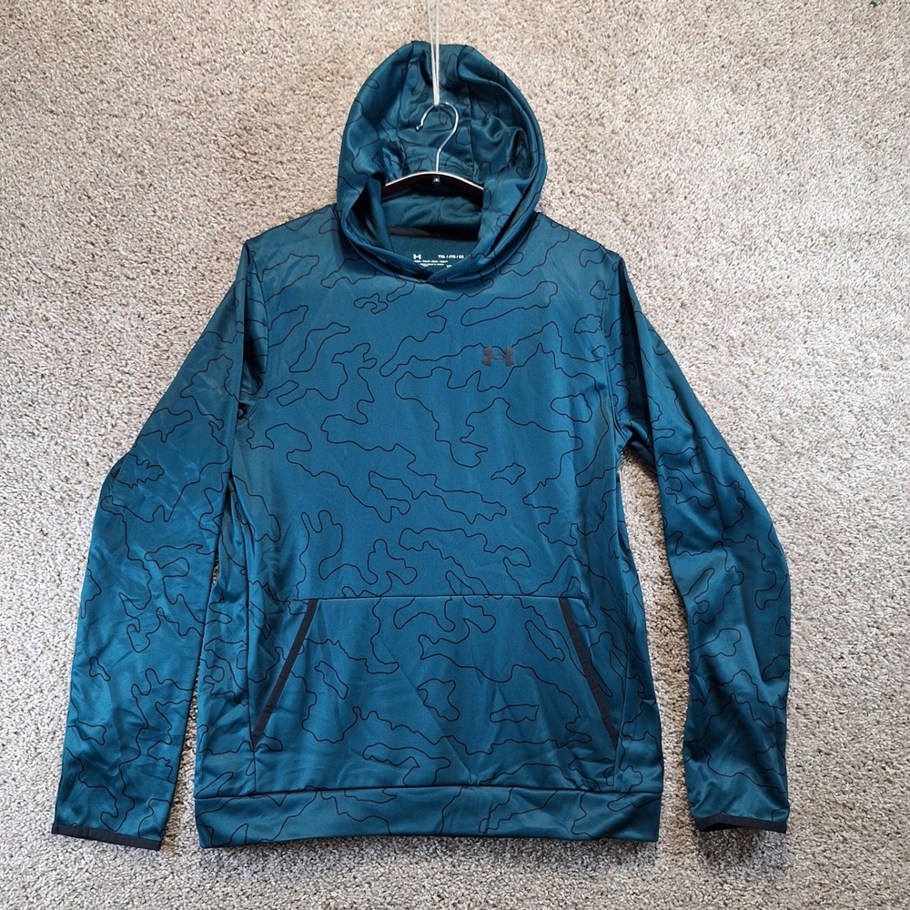Under Armour Hoodie Youth YXL Teal ColdGear Camo‎ Pullover Sporty Casual NWT